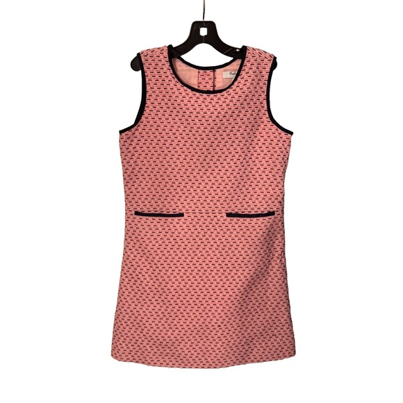 BROOKS BROTHERS Girls Pink W Black Trim Sleeveless Button Back Dress Sz 12